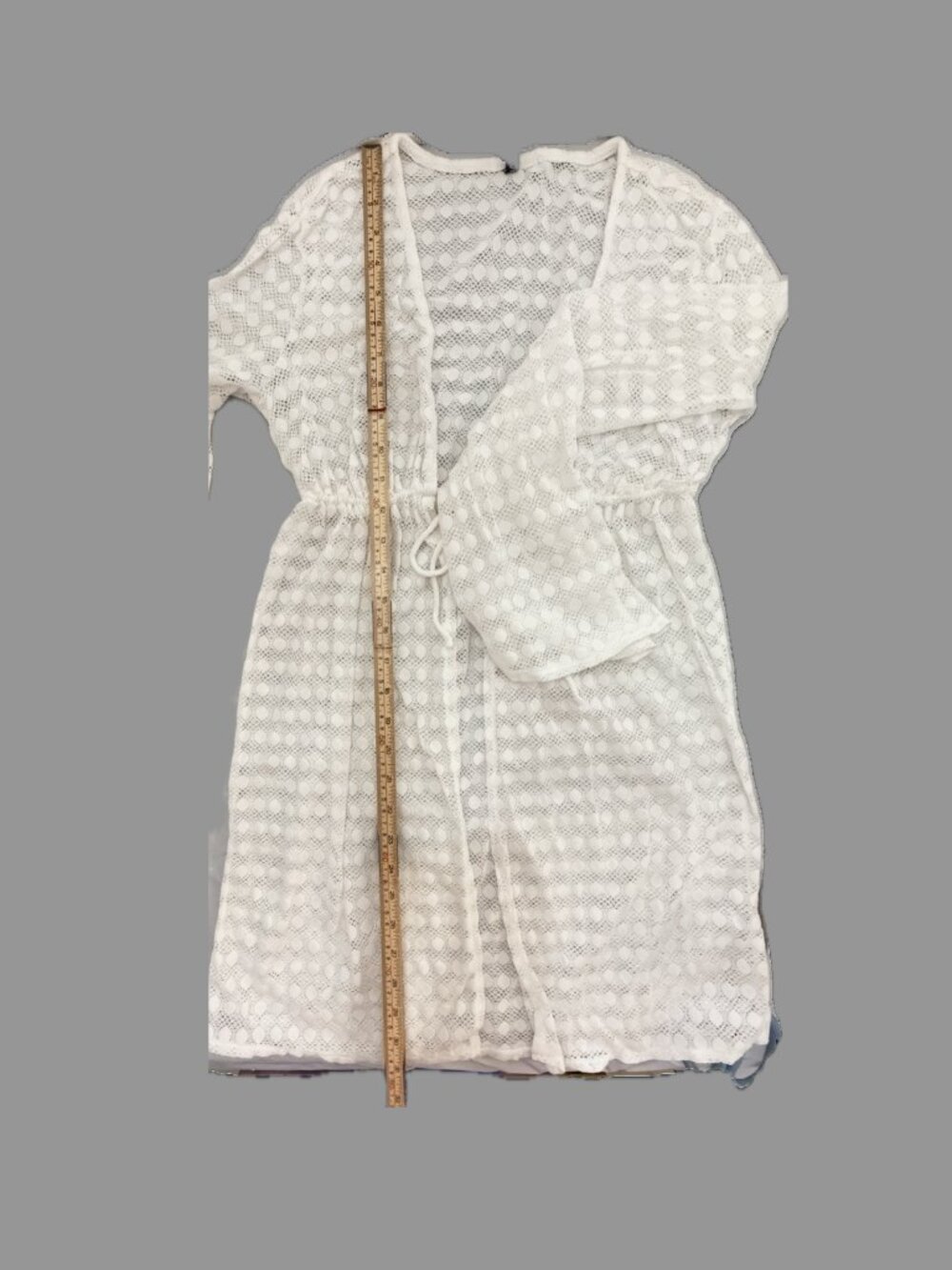 Jantzen Long Sleeve White Eyelet Tie-Front Swim Cover-Up - Size Small (Est) - Picture 9 of 12